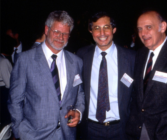 Irwin Goldstein with Gorm Wagner and Adrian Zorgniotti at 1988 biennial meeting in Boston hosted by Drs. Krane and Goldstein